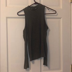 Shoulder less Gray Shirt